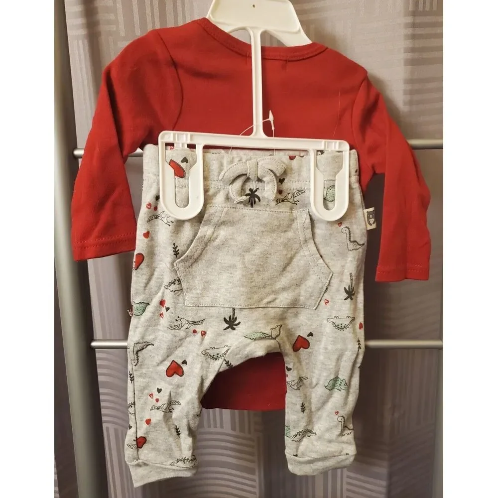 Unisex 3-6 Months My First Valentines's 2pc Set NEW NWT‎ Bodysuit Pants Organic